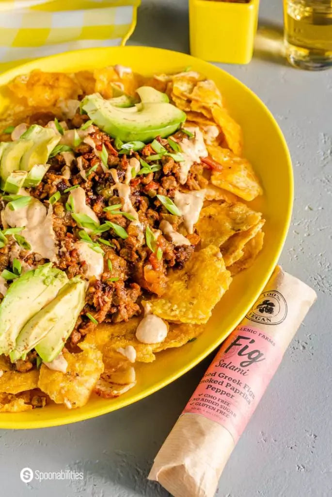Vegan Nachos with Fig Salami and Cashew Dip Recipe