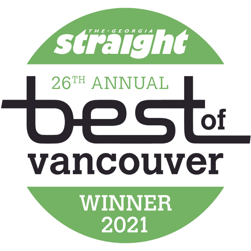 The Georgia Straight 26th Annual Best of Vancouver Winner 2021 logo with a green and black design.