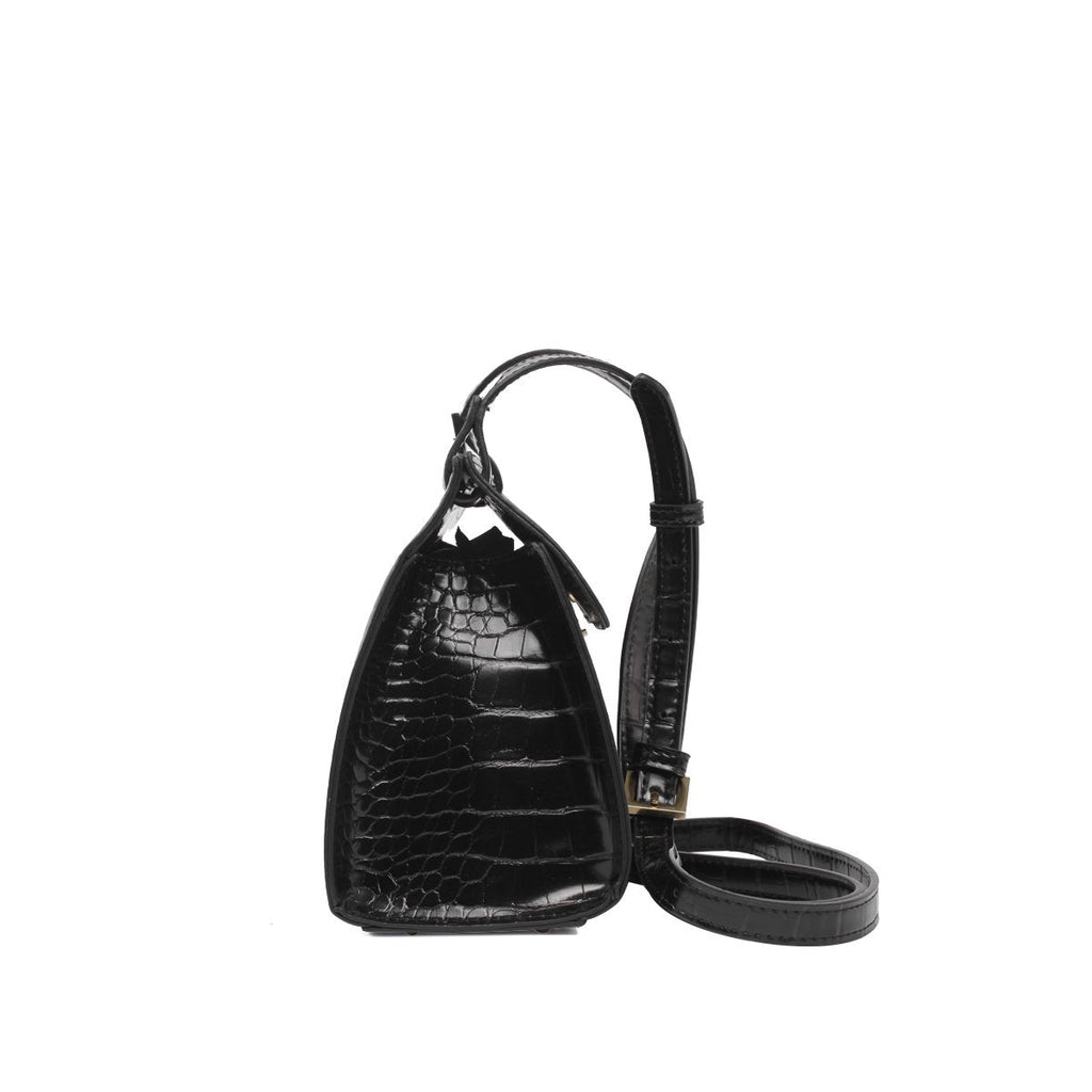Christy Crossbody - Black Mock Croc - Friend & Faux